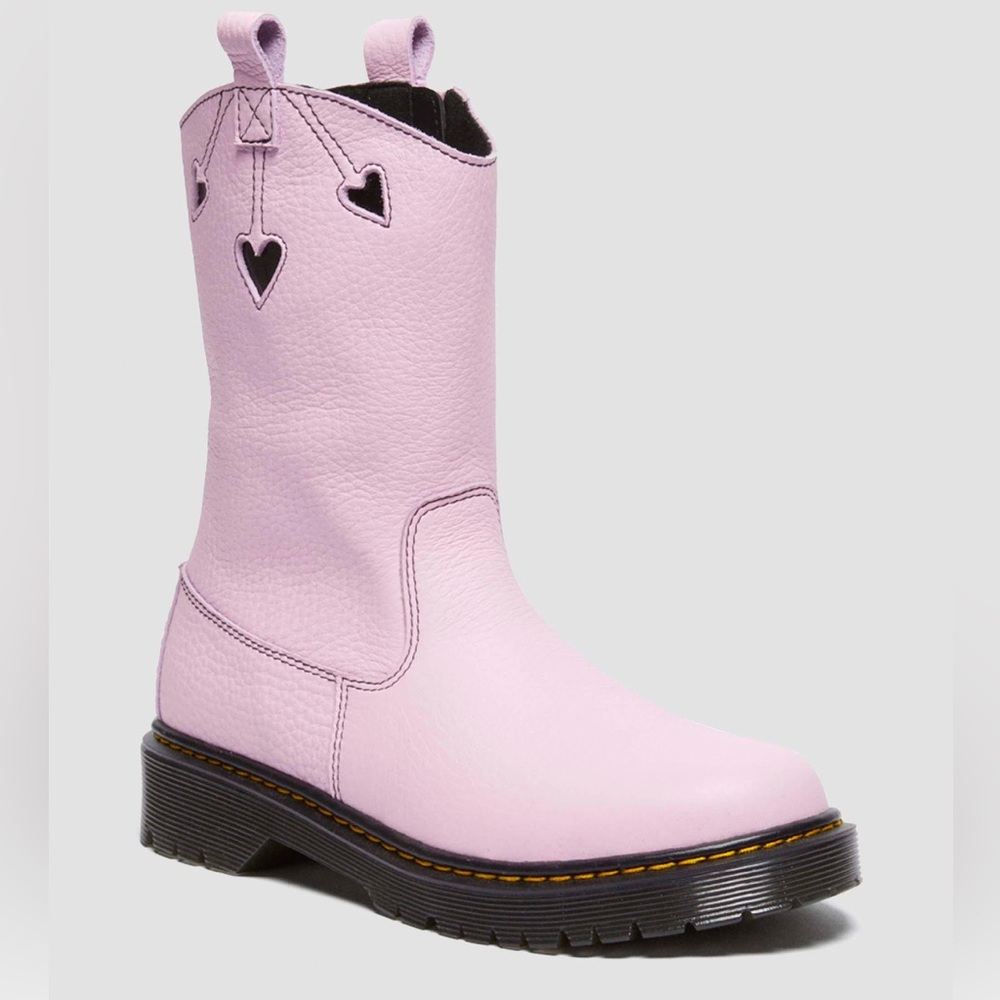 Dr. Martens Pink Leather Heart P-O Boot Cowboy Western NEW NWT